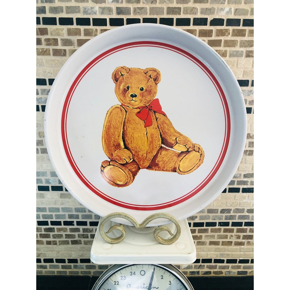 Vintage Teddy Bear Metal‎ Serving Tray Platter Barware